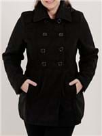 Casaco Trench Coat Plus Size Feminino Preto