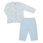 Casaquinho C/ Calça para Bebê em Soft Ovelhinha Azul - Pingo Lelê