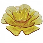 Castiçal de Vidro Flor Amarela Decorativa 17x7cm Sd0139