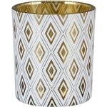 Castiçal Tealight em Vidro Branco e Dourado 8cm - Home&Co