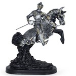 Cavaleiro Medieval Soldado Lança Cavalo Estátua Resina