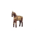 Cavalo de Madeira e Metal Dourado Trabalhado - CV0021