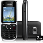 Celular Nokia C2-01 Desbloqueado Claro, Preto, Tela 2", Câmera 3.2MP, 3G, Memória Interna 75MB e Cartão 2GB
