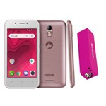 Celular Smartphone Rosa Android Puro 8.0 Twist Mini Positivo + Bateria Portátil Power Bank
