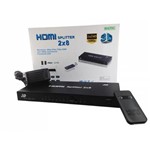 Chaveador/Distribuidor Hdmi 2 X 8 - Dk208 para Dvd, Vídeo Game, Pc, Notebook, Dvr