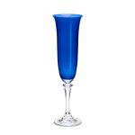 Cj 6 Taças de Champagne de Cristal Ecológico Kleopatra/branta Lapis Blue 175ml