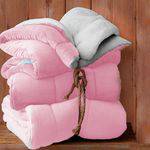 Coberdrom Flannel Sherpa Queen 245x220cm Rose Naturalle