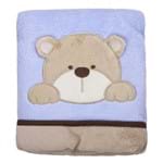 Cobertor Bebê Bordado 75x100m Microfibra Urso Azul Urso Azul