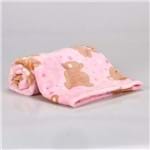 Cobertor Infantil Camesa -Flannel Urso Estrelas Rosa