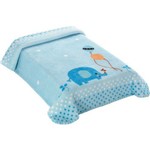 Cobertor para Berço Colibri Le Petit - Tecido Raschel - 80 X 110 Cm - Elefante Azul