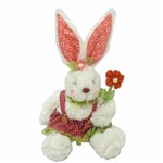 Coelha Sentada Vestido Vermelho Pelúcia 25cm Brinquedo Decoração Páscoa Presente
