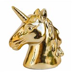 Cofre Busto Unicornio Cromado Dourado Decoração
