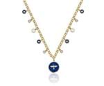 Colar Choker Tiffany Ponto de Luz Medalha Espírito Santo Azul Banhado a Ouro 18k