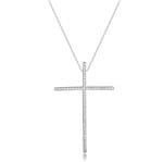Colar com Crucifixo de Pequenas Zircônias Folheado em Ródio Branco - 3150000000066