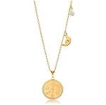 Colar de Medalha com Amuletos, Pingentes de Lua e Estrela Folheada em Ouro 18k - 3150000001693