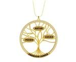 Colar Mandala Árvore da Vida com Nomes Personalizados Cravejado com Brilhantes em Ouro 18k