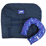 Colchonete e Protetor de Pescoço para Bebê Unissex Azul Marinho Kit com 2 Peças