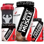 Combo - 100% Whey Muscle Chocolate 900g + X-FIRE 420 Cafeíina + Creatine - Body Action