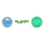 Combo Massageball Reflex 8cm+Overball Softgym Azul+Multi Elastiband 10 Kg