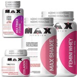 Combo Mulher Whey + Colágeno + Max Shake + Multimax Femme