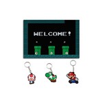 Combo Porta Chaves Welcome Mario + 3 Chaveiros