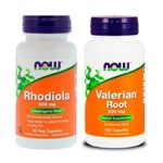Combo Valerian Root 500mg 100 Caps + Rhodiola Rosea Extract 60 Caps Now Foods