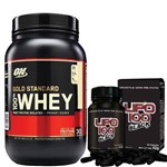 Combo Whey Protein 100% Gold Standard - 909g Baunilha + Lipo 100 Black - Intlab