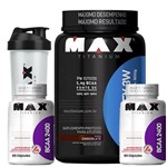 Combo Whey Protein Top Whey Choco Bcaa 2400 120 Caps + Shaker Max Titanium