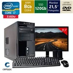 Computador + Monitor 21,5’’ Intel Core I7 8gb Ssd 120gb Dvd Certo Pc Desempenho 952