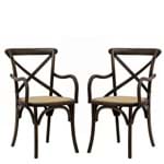 Conjunto 02 Cadeiras de Jantar Paris com Rattam Braço Canela - Wood Prime AM 20029