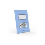 Conjunto 1 Interruptor Simples + Tomada 20A - Beleze Azul Pastel Enerbras