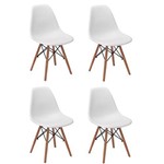 Conjunto 4 Cadeiras Charles Eames Eiffel Wood Base Madeira - Magazine Decor - Branca