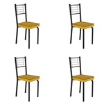 Conjunto 4 Cadeiras de Aço Juliana Art Panta Preto/Amarelo