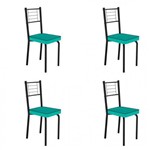 Conjunto 4 Cadeiras de Aço Juliana Art Panta Preto/Verde