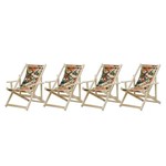 Conjunto 4 Cadeiras Espreguiçadeiras Preguiçosa Dobrável Madeira Maciça Natural com Tecido Tucano Móveis Brasil