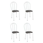 Conjunto 4 Cadeiras Hécate Branco e Preto Listrado