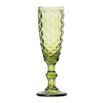 Conjunto 6 Taças para Champagne Bico de Abacaxi de Vidro Verde 140ml