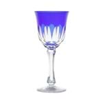 Conjunto 6 Taças para Vinho Branco 210ml de Vidro Sodo-Cálcico Lapidado Aurora Azul Escuro