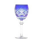 Conjunto 6 Taças para Vinho Branco 280ml de Vidro Sodo-Cálcico Lapidado Palm Azul Escuro