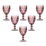 Conjunto 6 Taças para Vinho de Vidro Diamond Lilás 210 Ml