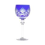 Conjunto 6 Taças para Vinho Tinto 370ml de Vidro Sodo-Cálcico Lapidado Palm Azul Escuro