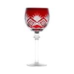 Conjunto 6 Taças para Vinho Tinto 370ml de Vidro Sodo-Cálcico Lapidado Palm Vermelho