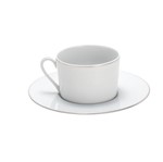 Conjunto 6 Xícaras de Chá 220ml com Píres de Porcelana Limoges Zen Double Filet Platine