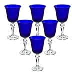 Conjunto 6pçs Taça Água Cristal Azul 360ml - Occa Moderna