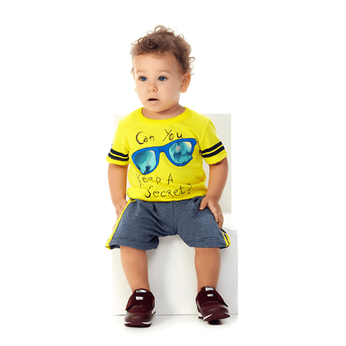 Conjunto Bebê Abrange Óculos Amarelo e Azul Marinho BP