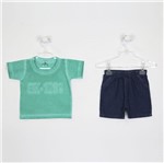 Conjunto Bebê Masculino Verão Camiseta Verde-P