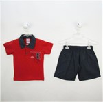 Conjunto Bebê Masculino Verão Camiseta Vermelha e Bermuda Jeans Skate-3