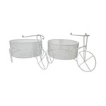 Conjunto 2 Bicicletas de Bebê Decorativa Branco em Metal