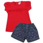 Conjunto Blusa e Shorts Cereja - Vermelho - Baby Fashion-P