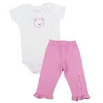Conjunto Body e Calça Ursa Coração - Rosa - Baby Fashion-P